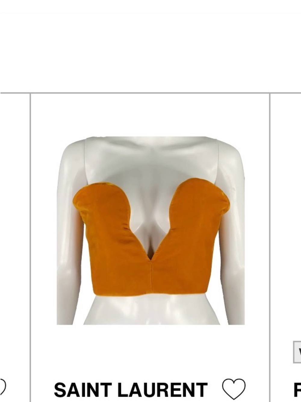 ISO Saint Laurent Golden Mustard Strapless Plunge Bustier In search off not sell